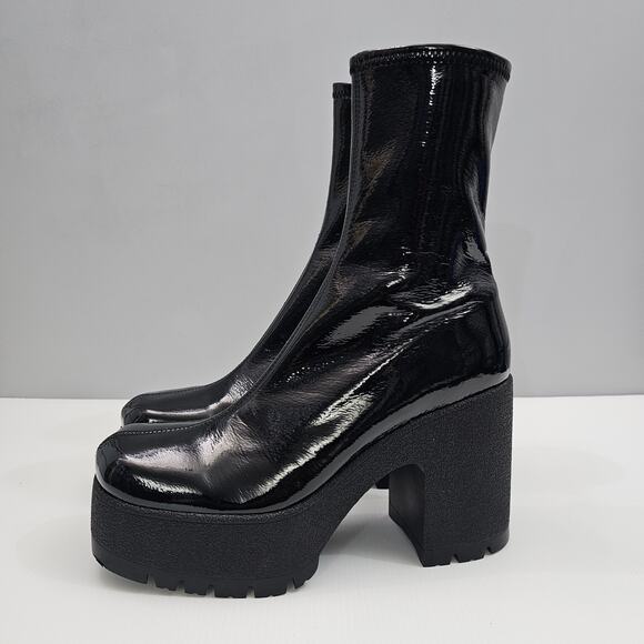 NEW Jeffrey Campbell Refresh Ankle Boot Women 9 Black Glossy Patent Y2K Platform - Picture 14 of 14
